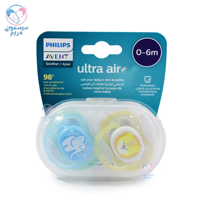پستانک الترا ایر 0 تا 6 ماه avent با سری بادامیشکل و ارتودنیک