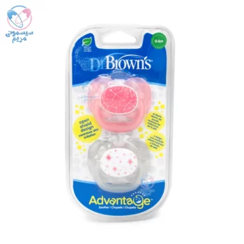 پستانک شب تاب دو عددی 0 تا 6 ماه دکتربراون Dr Browns سفید صورتی