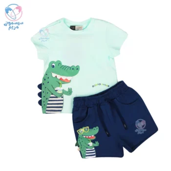 ست تیشرت شلوارک پسرانه کروکو ایندیگو 142231 Indigo