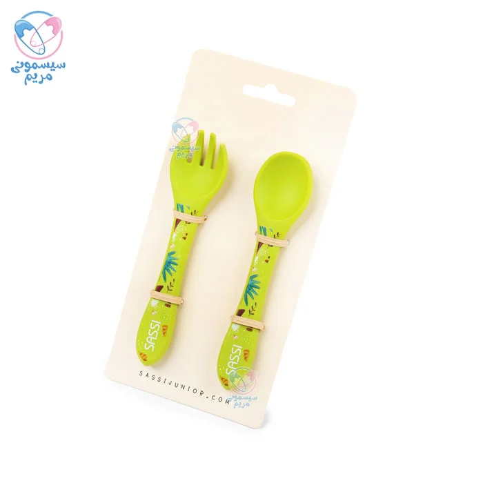 قاشق و چنگال سیلیکونی ساسی Sassi دایناسور