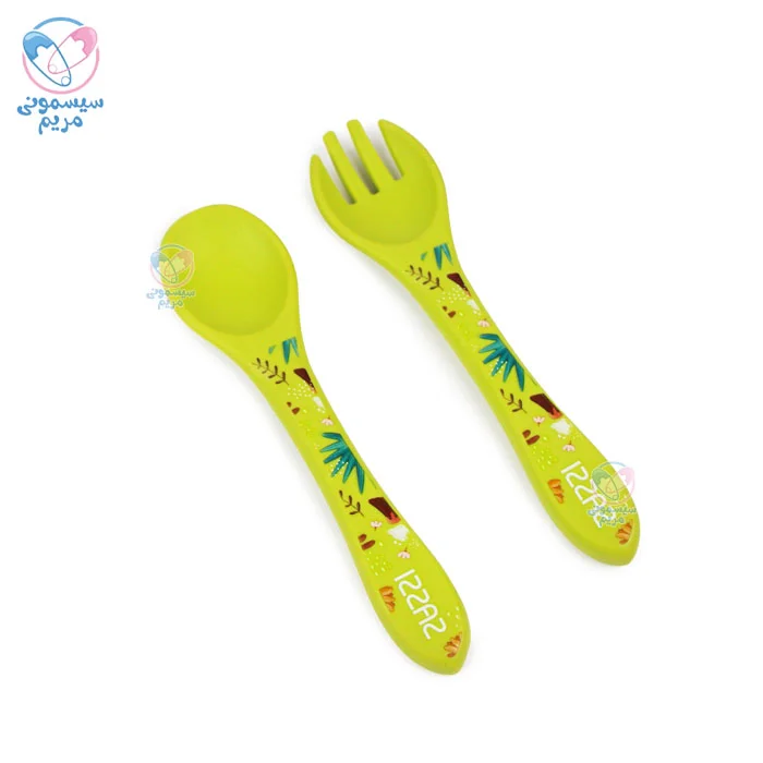 قاشق و چنگال سیلیکونی ساسی Sassi دایناسور