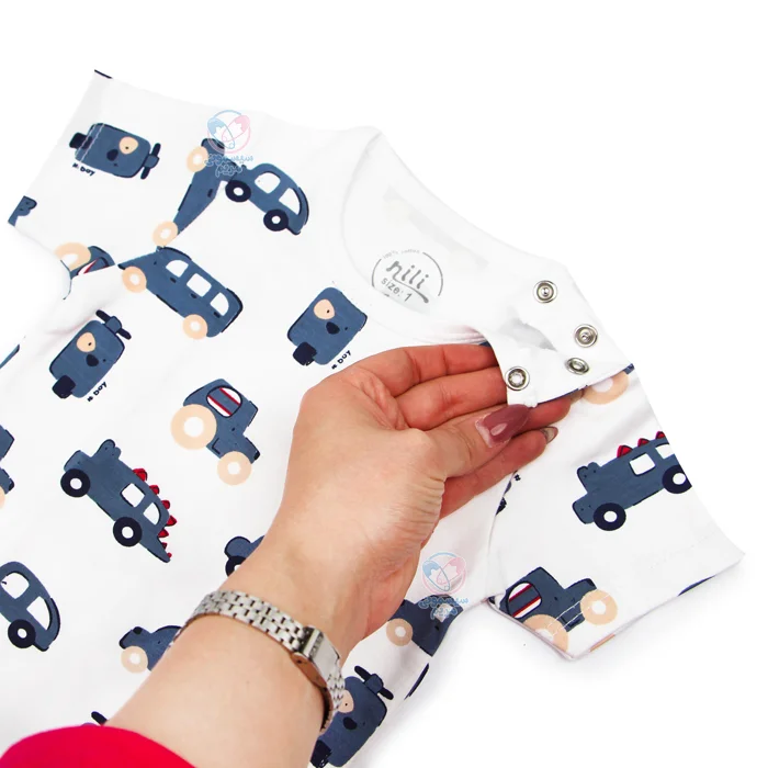 لباس نوزادی نیلی ماشین Nili زیر دکمه آستین کوتاه