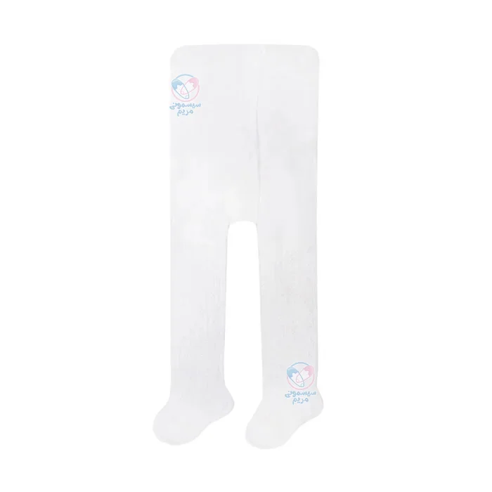 جوراب شلواری بی بیبی Bi Baby سایز 6 تا 12 ماه سفید طرحدار