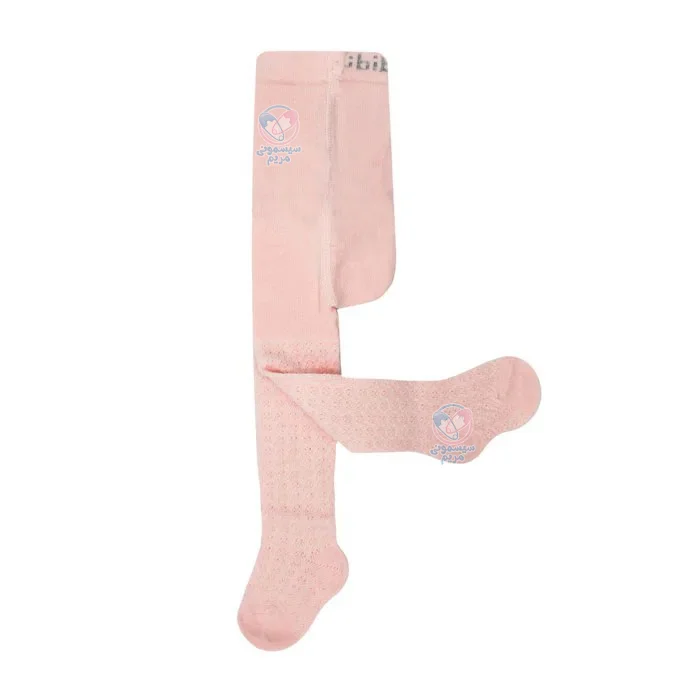 جوراب شلواری بی بیبی Bi Baby سایز 6 تا 12 ماه گلبهی طرح دار