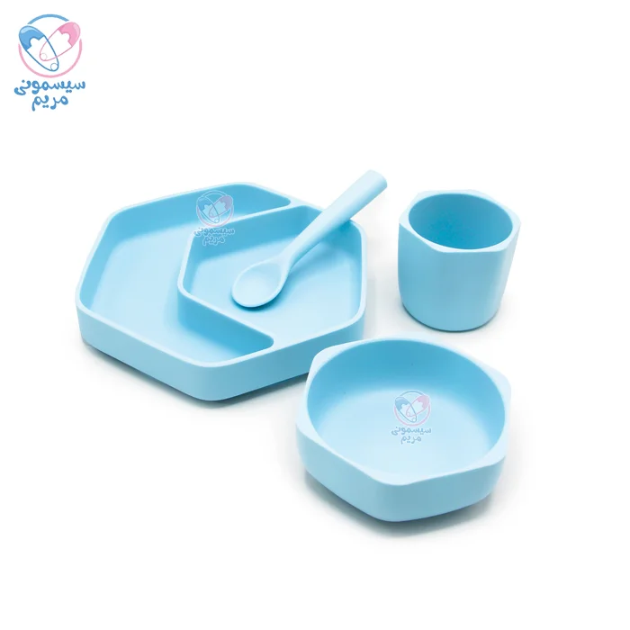 ست بشقاب و کاسه با طراحی تقسیم‌بندی‌شده بشقاب برای جداسازی گروه‌های مختلف غذایی