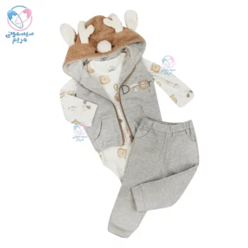 ست سه تیکه بادی و شلوار نیلی گوزن Nili 4085