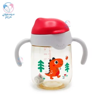 لیوان دسته دار نی دار 250 میل رووکو دایناسور Rovco 10682 صورتی