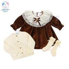 ست سه تیکه سارافن مخمل و کت بافت نوی نوی Noy Noy 9304